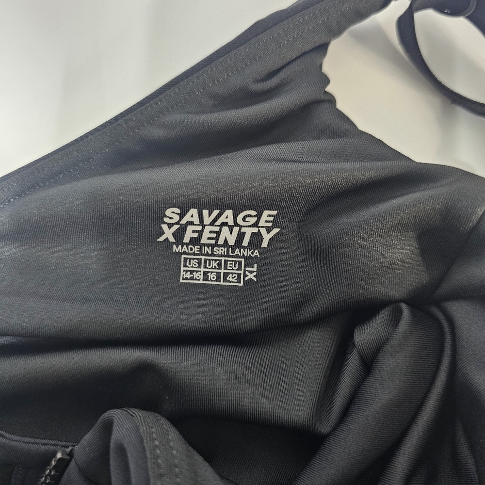 Savage X Fenty Black Jumpsuit Sz XL  Sporty Zipper Front Racerback Neon Athletic - Picture 5 of 13